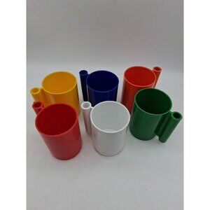 Ingrid Chicago Set of 6 MCM Retro Stackable Plastic Cups/Mugs MultiColor